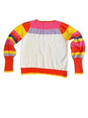 THML Colorblock Crewneck Sweater in White, Pink, Orange & Yellow